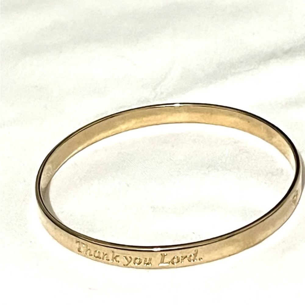 Gold Plated Bangle Bracelet With Religious Inscription Peace I Leave With You